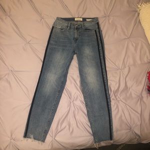 Straight leg Pacsun jeans with 2 velvet black stripes on the side
